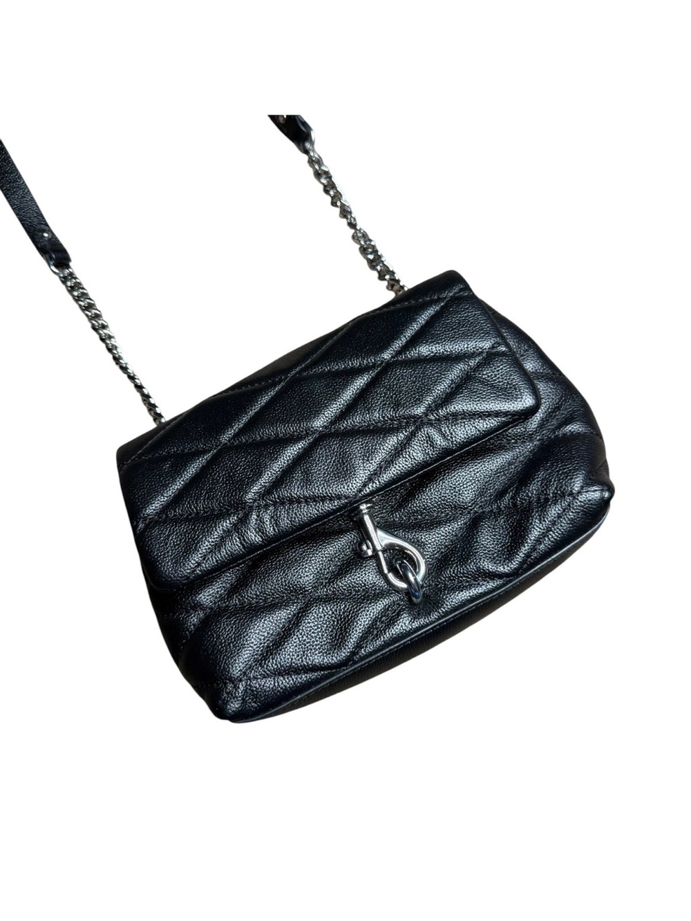 Rebecca Minkoff Black Quilted Leather Chain Clasp Crossbody Purse NWT